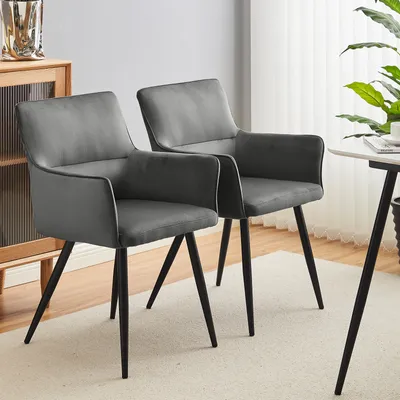 Produktbild von CLIPOP Esszimmerstühle 2er Set,Samt Stuhl gepolsterte Sitze,Freizeitstuhl modern, grau