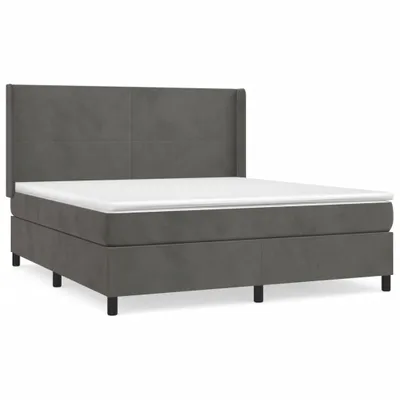 Image de vidaXL Lit boxspring avec matelas gris foncé 180x200 cm velours