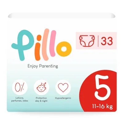 Produktbild von Pillo Windeln 5 - Packung mit 33 Windeln Größe 5 - Junior (11-16 kg) - Windel Baby Diapers