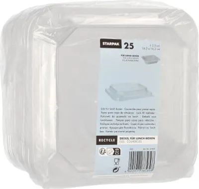 Produktbild von 100 Deckel für Salatschalen Lunchboxen PET eckig 2,5 cm x 16,2 cm x 16,2 cm transparent