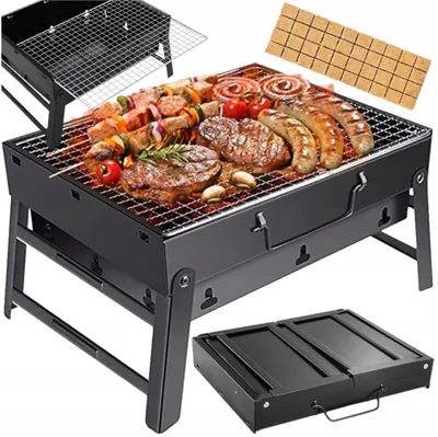 Obrázek produktu pro Přenosný cestovní skládací gril na dřevěné uhlí  - Podpalovac gratis