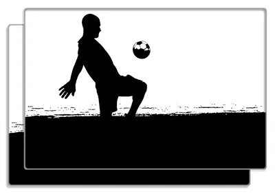 Produktbild von Wallario Frühstücksbrettchen 2er Set aus Glas, je 20 x 30 cm, mit rutschfesten Füßen, Motiv Fußball Kicker Schwarz-Weiß