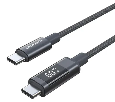Image de Câble numérique USB-C vers USB-C avec affichage 1.2m en nylon - noir