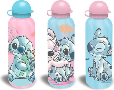 Zdjęcie produktu dla Butelka do picia dla dzieci Euroswan | Lilo and Stitch - 500 ml - Aluminium - Idealna do szkoły i na czas wolny