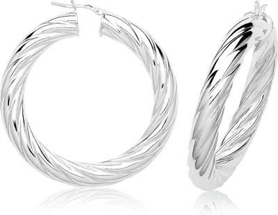 Produktbild von Stylische 925 Sterling Silber Damen - Paar Creolen - 40mm; TRS37229MM40