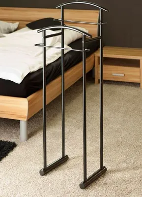 Produktbild von Herrendiener Stummer Diener 2 Bügel Metall schwarz Herrengarderobe freistehend