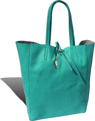 Immagine prodotto di Firenze in vera pelle turchese ital. Shopper in pelle bovina da donna 30x35x15 D2OTF112T