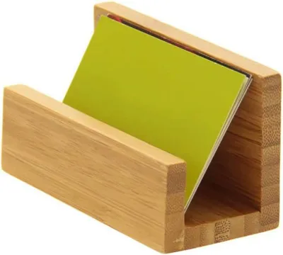 Produktbild von 2 Stück Desktop Visitenkartenhalter Displayständer aus natürlichem Bambus