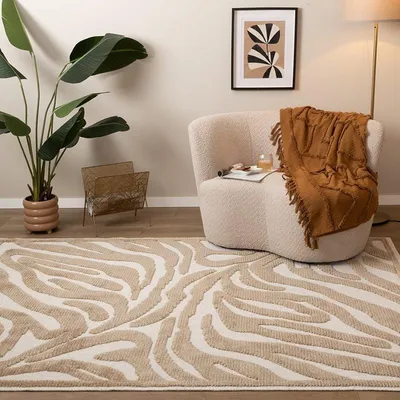 Image de Volero - Tapis lavable - Dunya Zebra Beige/Blanc - 160x230 cm