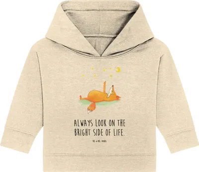 Produktbild von Mr. & Mrs. Panda Organic Baby Hoodie Fuchs Sterne 24. - 36. Monat - Natural Raw - Geschenk, Positiv, Kapuzenshirt, Spruch, Kapuzensweatshirt, Optimistisch, Mond