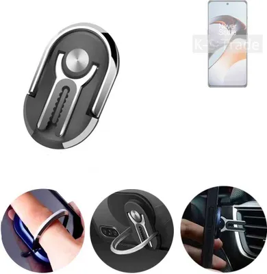 Produktbild von K-S-Trade 3in1 Smartphone-Ring Handy-Ring kompatibel mit OnePlus Ace 2 Fingerhalterung  Handyring Tischständer Lüftungsgitter-Halterung Tisch
