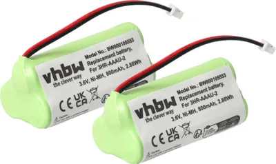 Produktbild von vhbw 2x Akku Ersatz für Bang & Olufsen 3HR-AAAU-2 für schnurlos Festnetz Telefon (700 mAh, 3,6 V, NiMH) Grün