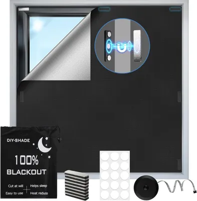Produktbild von 200 x 148 cm Fenster Verdunkelung Magnetisch, 100% Verdunklungsstoff 420D Oxford Verdunkelungsrollo Ohne Bohren Dachfenster V