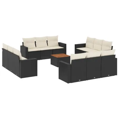 Produktbild von vidaXL 13-tlg. Garten-Sofagarnitur mit Kissen Schwarz Poly Rattan