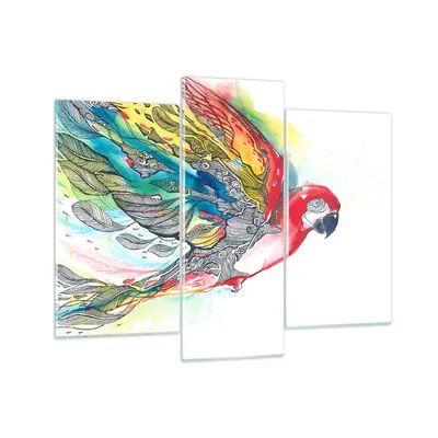 Produktbild von Bilder auf glas - Parrot Flügel Federn Natur - 130x100cm - Glasbilder - Wandbilder - Kunstdruck - zum Aufhängen bereit - Wanddekoration aus Glas - Glas Bilder - Wandbild auf Glas - GCB130x100-3008