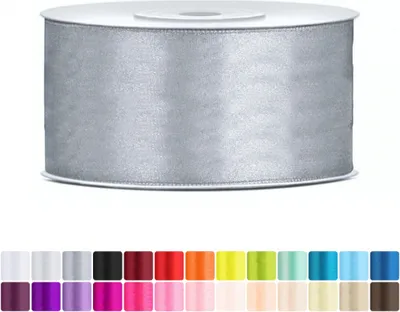 Produktbild von Satinband 38mm Grau - 25 Meter Rolle Geschenk- & Schleifenband
