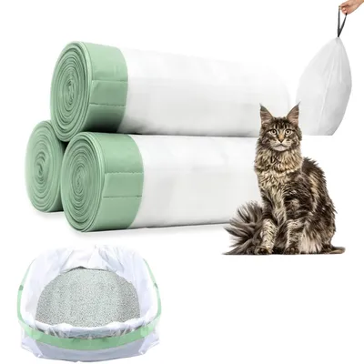 60 Katzenstreu-Beutel mit Zugband, extra groß, 110 x 50 cm