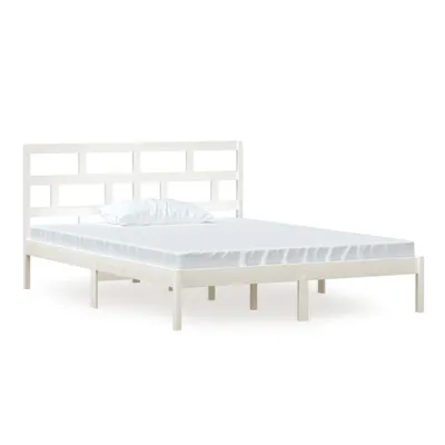 Image de vidaXL Lit en bois massif blanc 150x200 cm