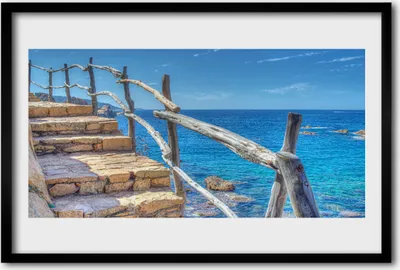 Produktbild von Bild 60x40 MDF-Rahmen Wandkunst Treppen Meer Architektur