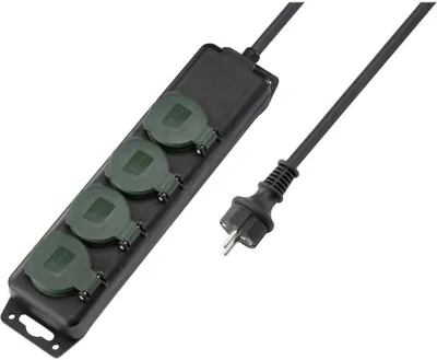 Produktbild von Sygonix SY-5145340 Steckdosenleiste Schwarz, Grün Schutzkontakt 1 St.