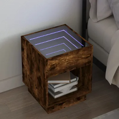 Produktbild von vidaXL Nachttisch mit Infinity-LED Braun Eichen-Optik 40x40x50 cm