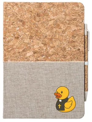 Produktbild von Huuraa Notizbuch A5 Quietscheente Pfarrer Comic Gummiente 80 Blatt inkl. Kugelschreiber Tagebuch Geschenkidee
