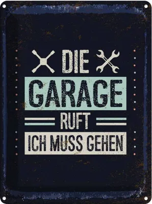 Produktbild von vianmo Blechschild 40x30 cm Die Garage ruft ich muss gehen Auto Werkstatt