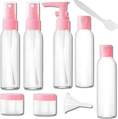 Produktbild von EDIBAZZAR | 9-teiliges Set schwarzer Reiseflaschen für Kosmetik