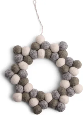 Produktbild von Festlicher grüner Stern Filzkranz 17 cm mit Filzöse zum Aufhängen an Tür oder Fenster