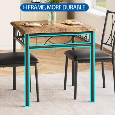 Image de Ensemble de table et chaises compact - Petit ensemble de table - Mobilier de salle à manger - Table de cuisine pour deux personnes - Ensemble de chaises de style vintage