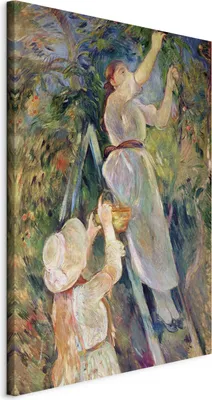 Productafbeelding van Vliesdoek reproductie - De kersenplukker (Berthe Morisot), 40x60 cm, artikelnummer l-E-12305-b-a