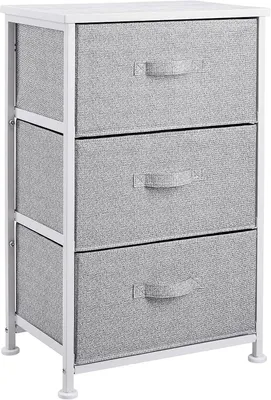Productafbeelding van Stoffen ladekast met 3 laden - Organizer voor kast en slaapkamer - Stalen frame - Wit