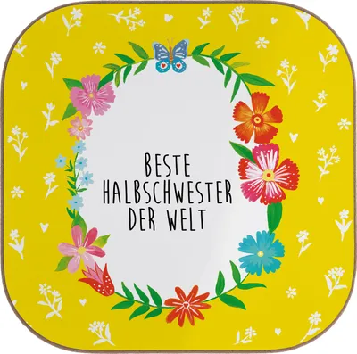 Produktbild von Mr. & Mrs. Panda Untersetzer für Gläser Halbschwester - Weiß - Geschenk, Beste, Coaster, Tischuntersetzer, Tochter, Glas, Holzuntersetzer, Getränkeuntersetzer