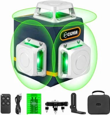 Obrázok produktu pre Laserová vodováha, zelený laser, pracovná vzdialenosť 30 metrov, CIGMAN CM-701