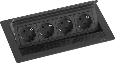 Produktbild von Evoline Flip Top Push M Einbausteckdose 4-fach, 230V - 3500W, schwarz