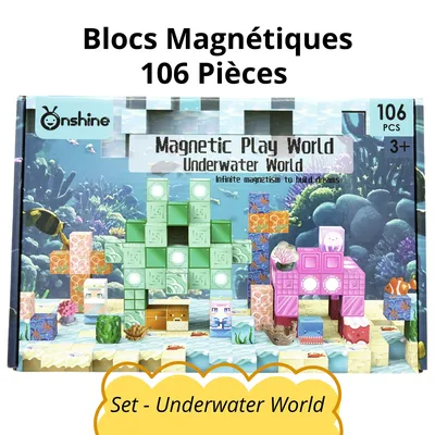 Image de Blocs Magnétiques 106 Pièces - Set Underwater World - Jeu de Construction Éducatif Montessori STEM pour Enfants