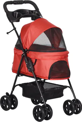 Immagine prodotto di Fortuna Lai Carrello pieghevole per cani Oxford Rosso 67x45x96cm Cani di piccola taglia e gatti