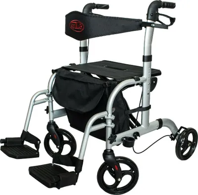 Produktbild von Antar Aluminium Hybrid Rollator Rollstuhl 2 in 1 Transportstuhl Reiserollator