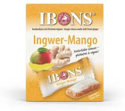 Obrázek produktu pro Žvýkací bonbóny IBONS se zázvorem a mangem, 60 g bonbónů