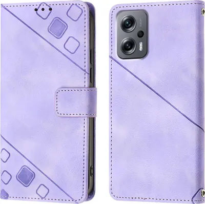 Produktbild von Hülle für Xiaomi Poco X4 GT Prägung Flip Leder Brieftasche Schutzhülle mit Ständer Lila