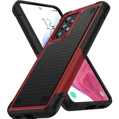 Obrázek produktu pro Pouzdro pro Samsung Galaxy A33 5G, vojenská kvalita, nárazuvzdorné hybridní 2v1 tvrdý PC a měkký TPU pouzdro červené černé