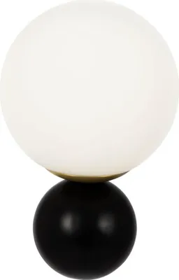 Produktbild von Wandleuchte Metall Glas E14 H: 30 cm in Schwarz Weiß Gold Kugelschirm Modern