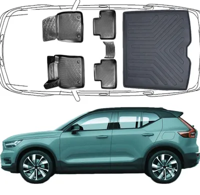 Produktbild von 3D Auto Fußmatten & Kofferraumwanne Set Kompatibel mit Volvo EX40 ab 2021
