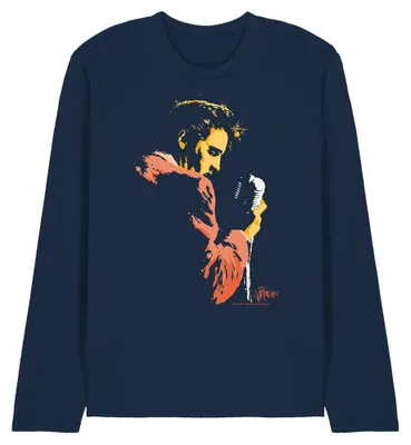 Image de Elvis Presley - T-shirt « Early Elvis » pour homme/femme (unie), manches longues TV33269 (XL) (bleu marine)