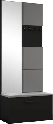 Produktbild von Masseno Garderobe-Set MODULO 80,6/204/40 cm Modern Garderobenschrank Schwarz