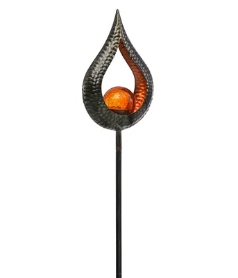 Produktbild von Dehner Solarstab Hammerschlag, warmweißes Licht, 117 x 18 x 8 cm, Metall/Glas/Kunststoff, silber/dunkelgrau
