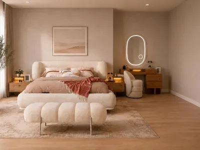 Immagine prodotto di Schlafzimmer Set Bettanlage Schminkplatz Bettbank Modern Beige
