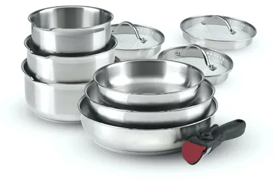 Kochgeschirr-Set 10-tlg. Edelstahl, Induktion, 3 Töpfe + 3 Pfannen