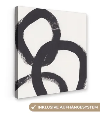 Zdjęcie produktu dla MuchoWow® - Obraz na płótnie - Abstrakcja - Kształty - Czarny - Kręgi, fototapeta, dekoracja ścienna, obrazy do salonu, 90x90cm