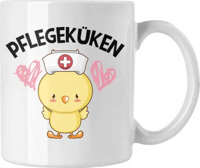 Produktbild von Trendation - Pflegeküken Tasse Geschenk Krankenschwester Ärztin Lustige Kaffeetasse Geschenkidee Altenpflegerin Pflegerin (Weiß)